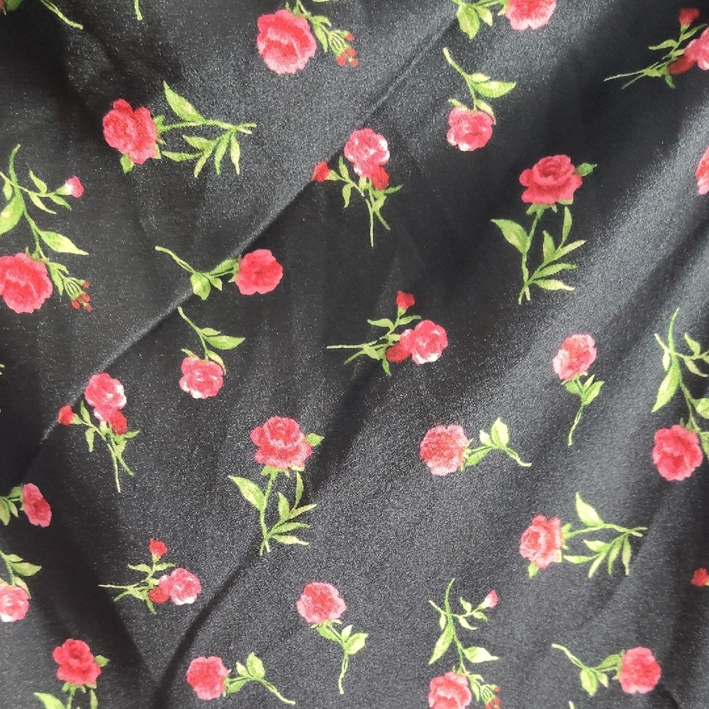Inspired Hearts Black Slip Dress with Pink Floral Print - Picture 6 of 10